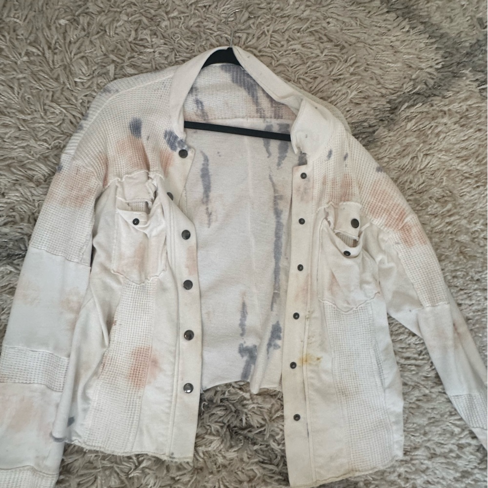 POL Cardigan jacket/Coverup, with some waffle knit detail & tie dye. Size Small.